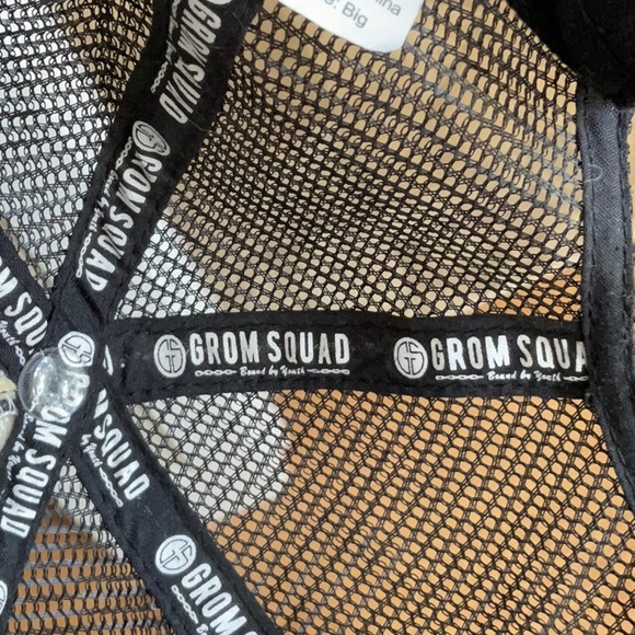 Grom Squad Kids Trucker Hat. Black “Skate Squad” with black mesh back. Big - Picture 5 of 5